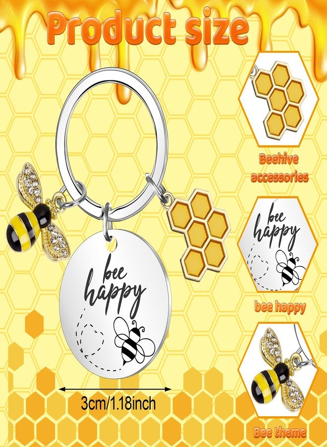 Youdaju 45 Pcs Bee Employee Appreciation Gifts Bee Keychain Bee Charm Honey KeyRing Cute Bee Accessory Keyring Bee Happy Keychain with Card Organza Bag Thank You Gifts Bulk for Women Men Teacher Staff - Image 2